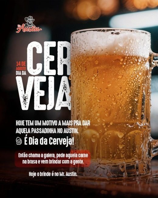 Criativo Dia da Cerveja do Mr. Austin